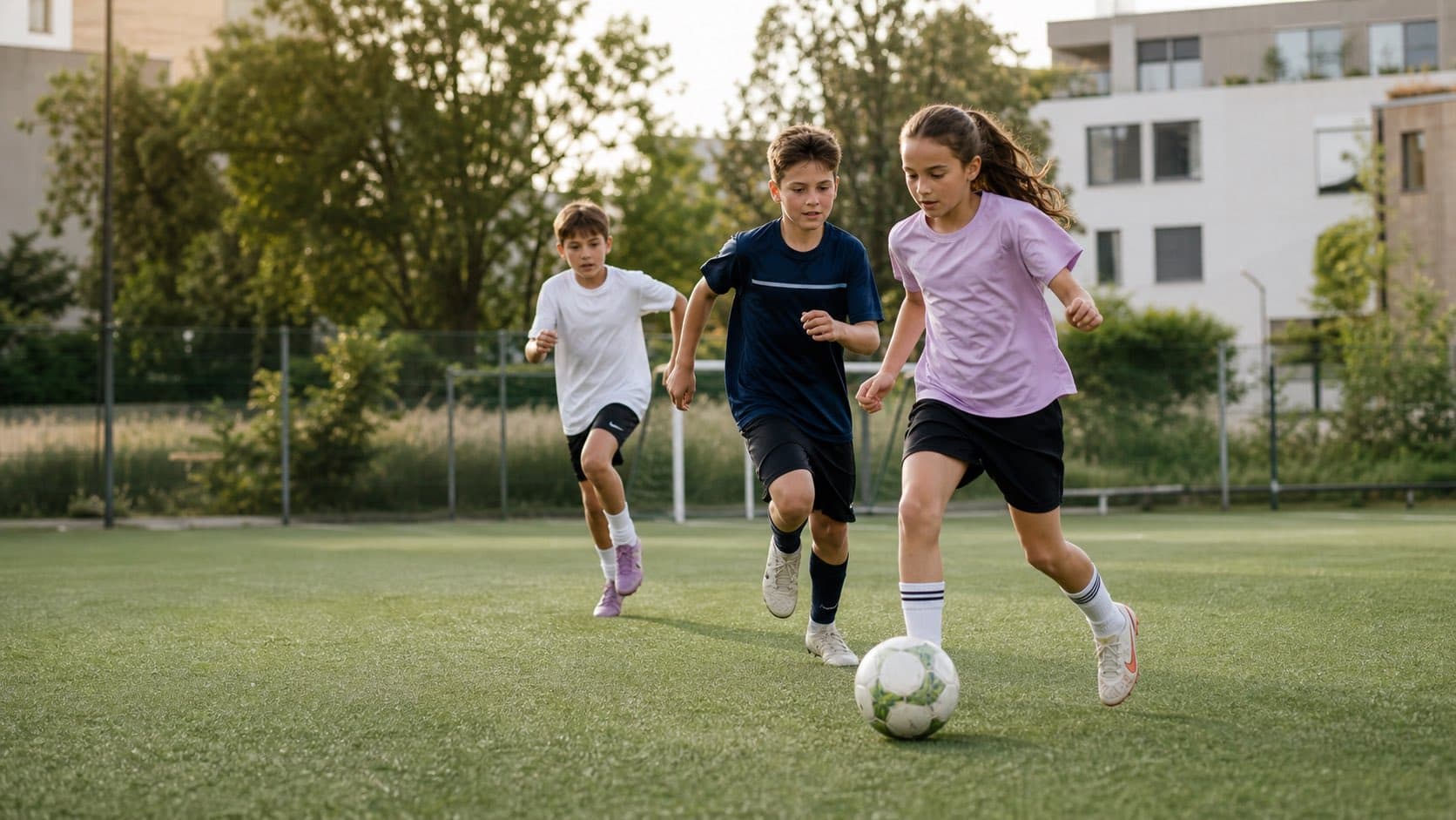 Enfants en tenue de sport pendant un entraînement en salle